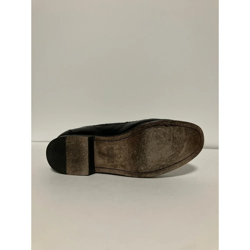 Johnston & Murphy Mens Ostrich Embossed Loafers 9.5M Black Leather Dress Shoes